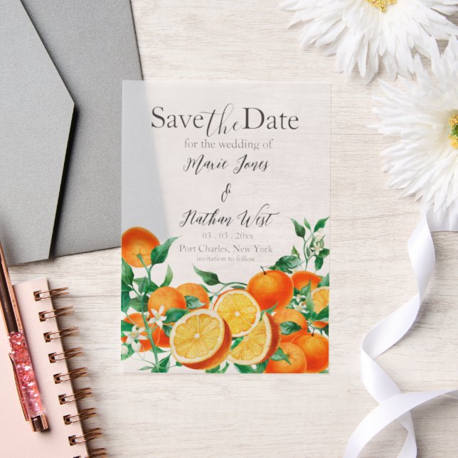 Invitations En Vélin Boho Orange Blossom Enregistrer la date (Mariage)