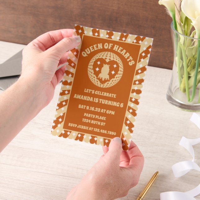 Invitations En Vélin Boho Reine Des Coeurs Fête D'Anniversaire (Ordinateur de poche)