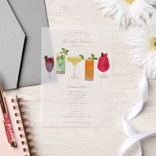 Invitations En Vélin Boissons de fête de cocktails à l'aquarelle Enterr