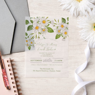 Invitations En Vélin Botanique Pays Fleur sauvage Spring Daisy Mariage