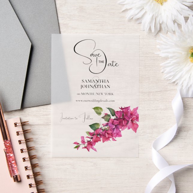 Invitations En Vélin Bougainvillea fleur violet cascade fleurie été (Mariage)