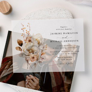 Invitations En Vélin Bouquet de fleurs automnales rustique pour mariage