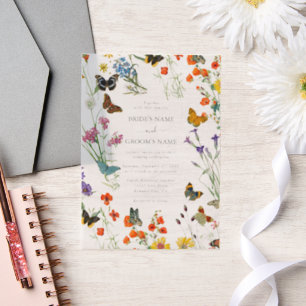 Invitations En Vélin Bouteilles Fleurs sauvages  Mariage floral