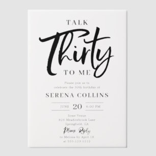 Invitations En Vélin Brush Calligraphy 30 Anniversaire Funny Talk Trent