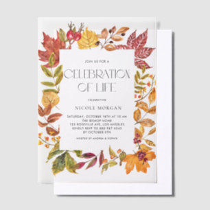 Invitations En Vélin Cadre de feuilles d'automne à l'aquarelle pour cél