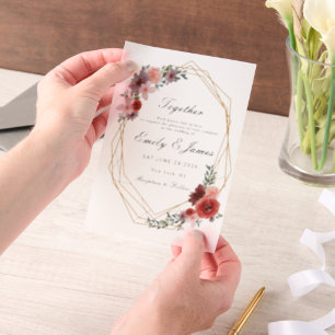 Invitations En Vélin cadre or simple chic Aquarelle mariage Floral