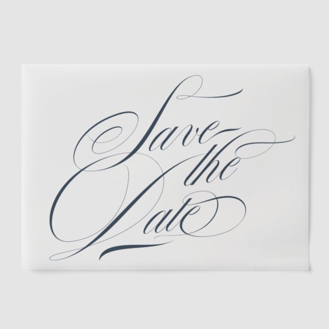 Invitations En Vélin Calligraphie Bleue Marine Revêtement Photo Enregis (Recto)