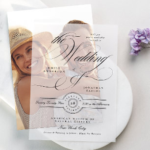 Invitations En Vélin Calligraphie élégante formelle Mariage de Cravate