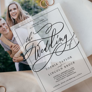 Invitations En Vélin Calligraphie romantique Moderne Simple Mariage élé