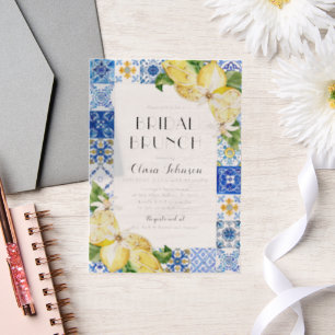 Invitations En Vélin Carrelage Bleu Méditerranéen Bridal Bund Lemons