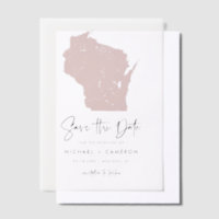 Carte du Wisconsin rose vierge Minimaliste Enregis