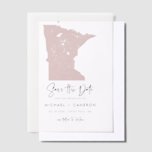Invitations En Vélin Carte Minnesota rose pâle Minimaliste Enregistrer