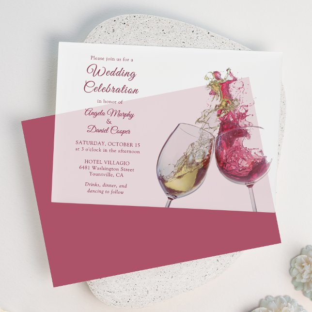 Invitations En Vélin Célébration du Mariage de la danse du vin rouge et (Créateur téléchargé)