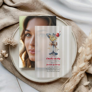 Invitations En Vélin C'est la cerise sur le gâteau Vellum Martini Anniv