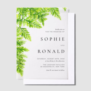 Invitations En Vélin Chartreuse Green Ferme Feuille Mariage de bois