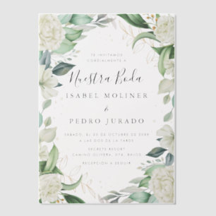 Invitations En Vélin Chic Eucalyptus Roses Blanches Nuestra Boda Mariag