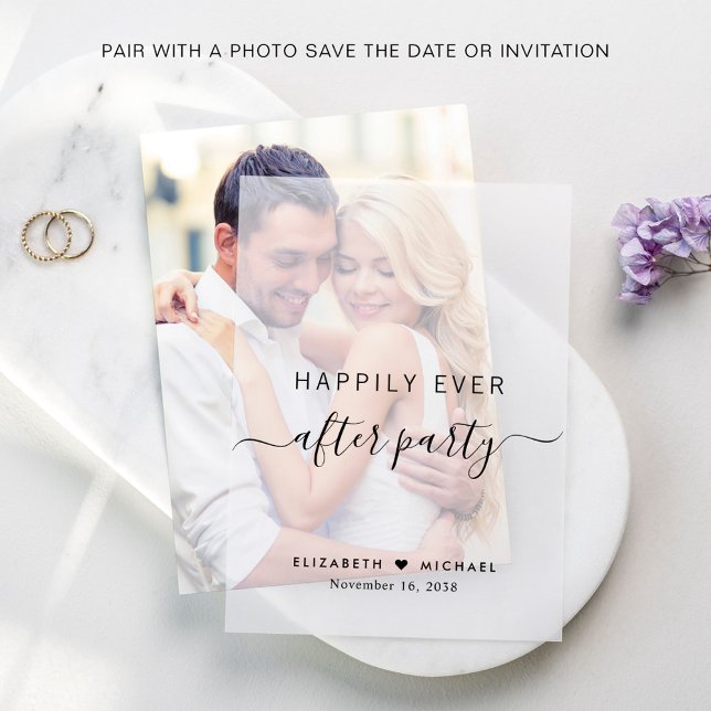 Invitations En Vélin Chic Heureusement Jamais Après La Réception De Mar (Elevate your reception save the dates + invitations with the timeless beauty of vellum overlays)