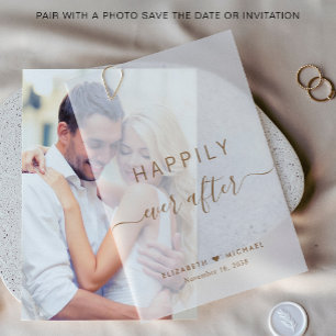 Invitations En Vélin Chic Heureusement Jamais Après Mariage Or