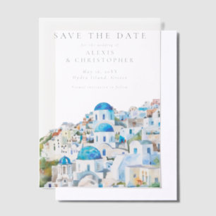 Invitations En Vélin Ciel méditerranéen bleu mariage à retenir la date