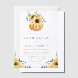 Invitations En Vélin Citrouille rustique et Mariage de automne tourneso