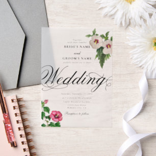 Invitations En Vélin Clair acrylique Mariage d'hibiscus tropicaux