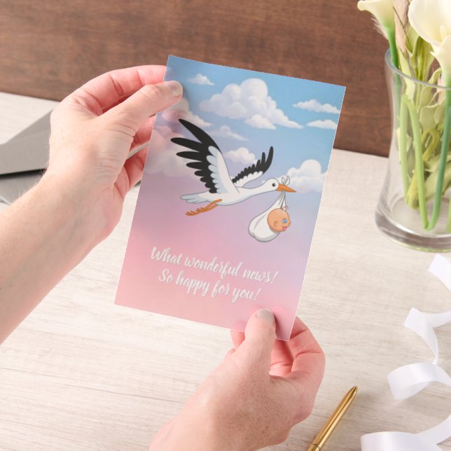 Invitations En Vélin Cloudy Sky Stork Baby Shower Insert (Ordinateur de poche)