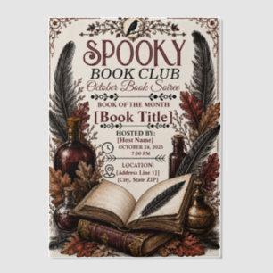 Invitations En Vélin Club de lecture gothique vintage Halloween épouvan