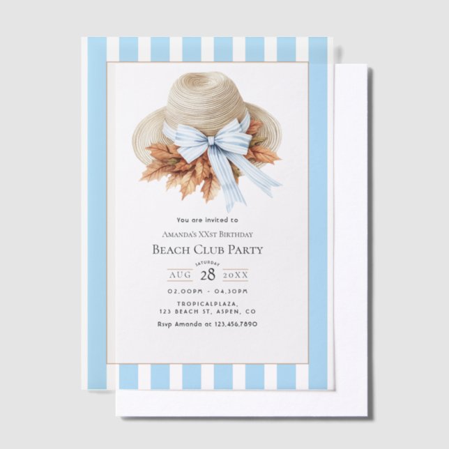 Invitations En Vélin Coastal Chic Beach Club Autumn Fall Birthday Party (Compenser)