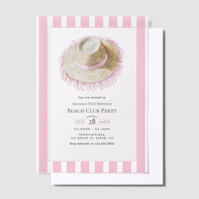 Invitations En Vélin Coastal Chic Beach Club Birthday Party (Compenser)