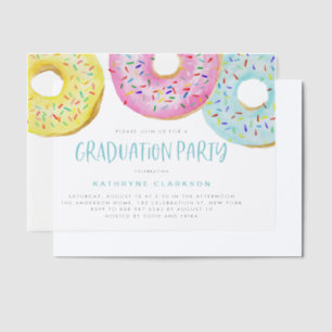 Invitations En Vélin Colorée Pastel Sprinkle Donuts Graduation Party