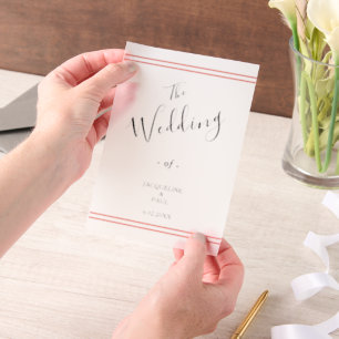 Invitations En Vélin Coral Stripes Mariage mariée et chambre
