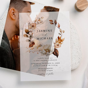 Invitations En Vélin Couronne de fleurs automnales rustique pour mariag