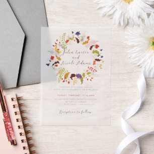 Invitations En Vélin Couronne de fleurs sauvages exotiques de la forêt