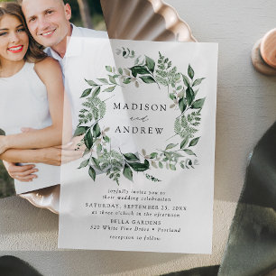Invitations En Vélin Couronne de Mariage à la Végétation Luxuriante