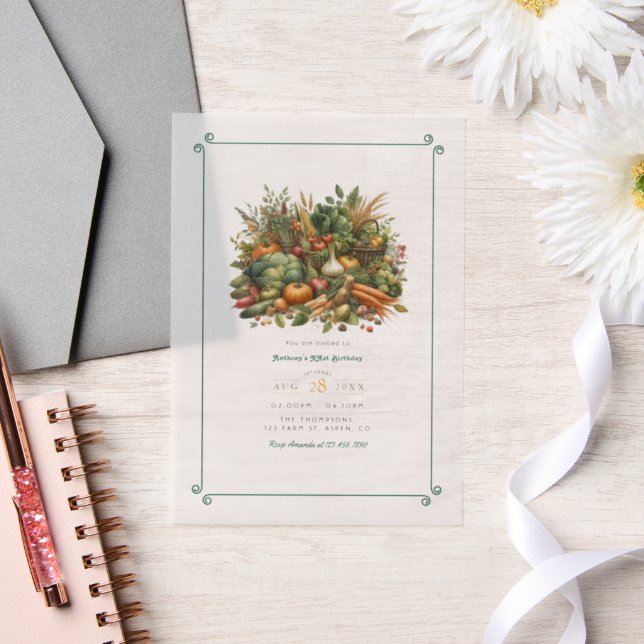 Invitations En Vélin Cultivé localement - Fête d'anniversaire du marché (Mariage)