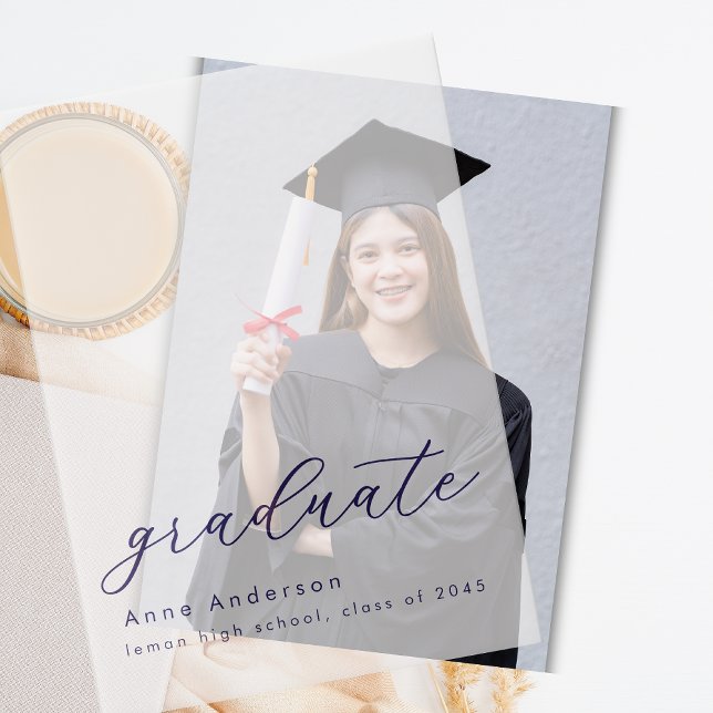 Invitations En Vélin Découpe de graduation personnalisée de script de m (Créateur téléchargé)