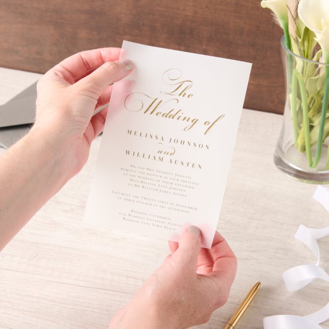 Invitations En Vélin Découper Moderne Elegant Mariage de typographie or (Ordinateur de poche)