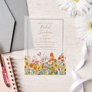 Invitations En Vélin Déjeuner de Mariage Bohème Fleurs Sauvages Colorée