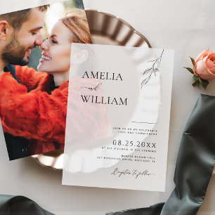 Invitations En Vélin Délicat croquis feuille Mariage simple