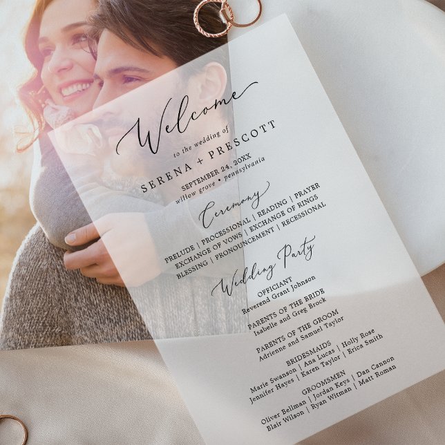 Invitations En Vélin Delicate Calligraphie Luxury Vellum Wedding Progra (Delicate Calligraphy Luxury Vellum Wedding Program)