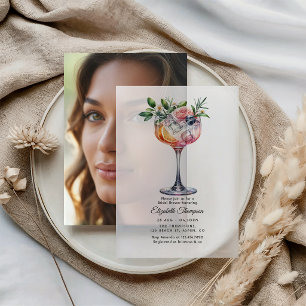 Invitations En Vélin Délicieux Cocktail Floral Rose pour une Mariée