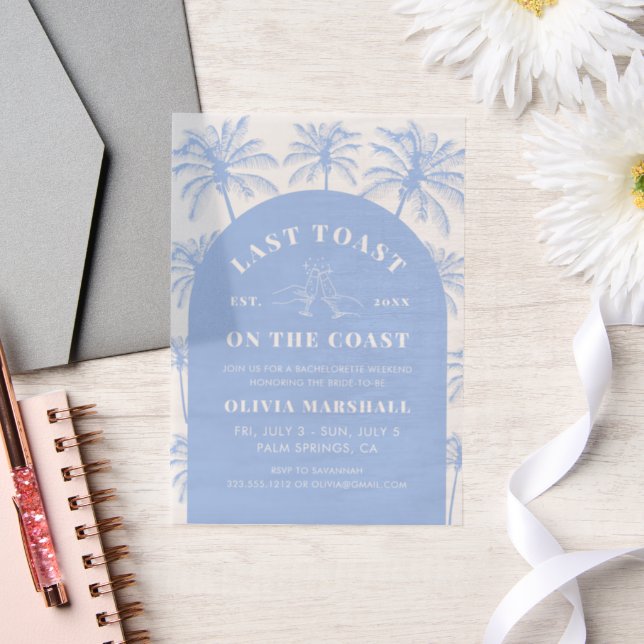 Invitations En Vélin Dernier Toast Sur La Côte Bachelorette Fête (Mariage)