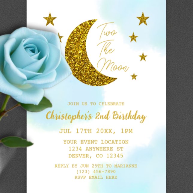 Invitations En Vélin Deux à la Lune 2e Anniversaire (Créateur téléchargé)