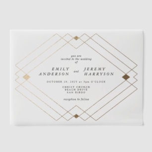 Invitations En Vélin Diamant Or Blanc Géométrique Mariage Gatsby