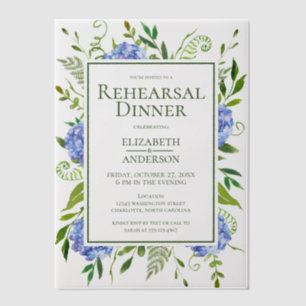 Invitations En Vélin Dîner de répétition aquarelle florale aux hortensi