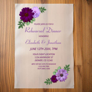 Invitations En Vélin Dîner de répétition florale Purple Peony