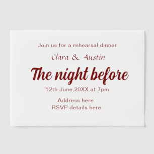 Invitations En Vélin dîner de répétition la veille simple minimal m