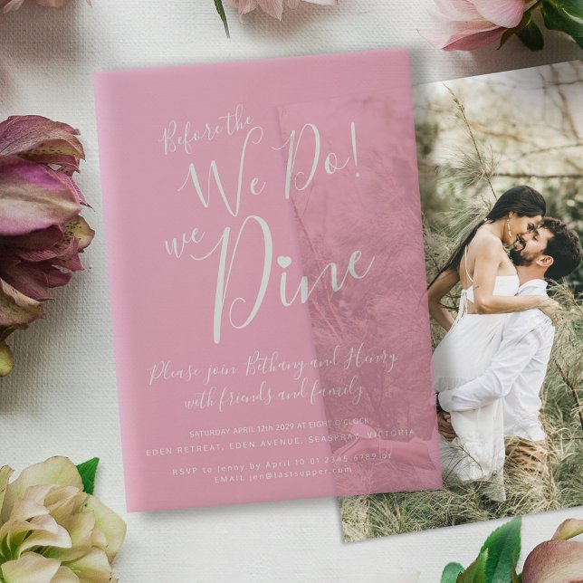 Invitations En Vélin Dîner de répétition mariage rose avant nous (Créateur téléchargé)