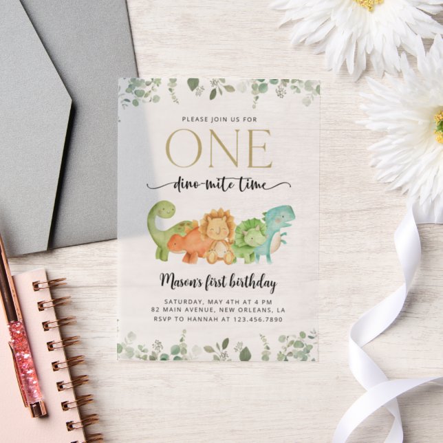 Invitations En Vélin Dinosaures Mignons, T-Rex, Jurassique, Premier Ann (Mariage)