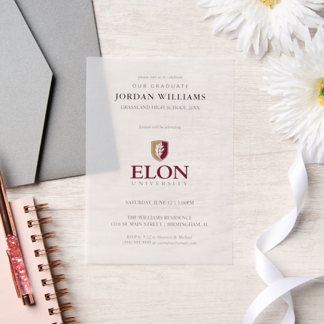 Invitations En Vélin Diplôme de l'Université Elon (Mariage)